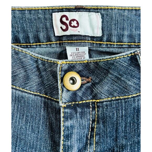 Vtg 90's Y2k So Jeans Women's Size 11 Blue Low Rise Flare Leg Denim Hip Huggers - Picture 3 of 7